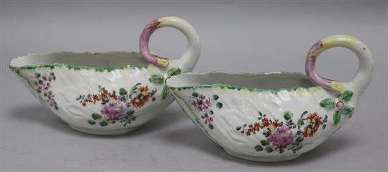 A pair of 18th century English Longton Hall porcelain sauceboats